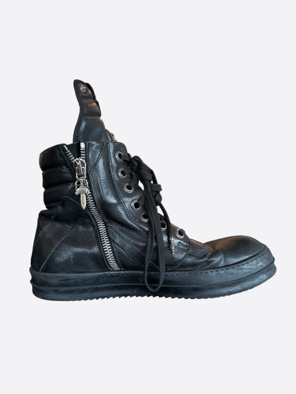 Rick Owens Chrome Hearts Black & Silver Cross Geobaskets