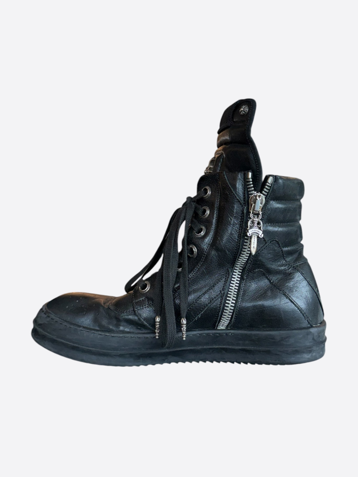 Rick Owens Chrome Hearts Black & Silver Cross Geobaskets