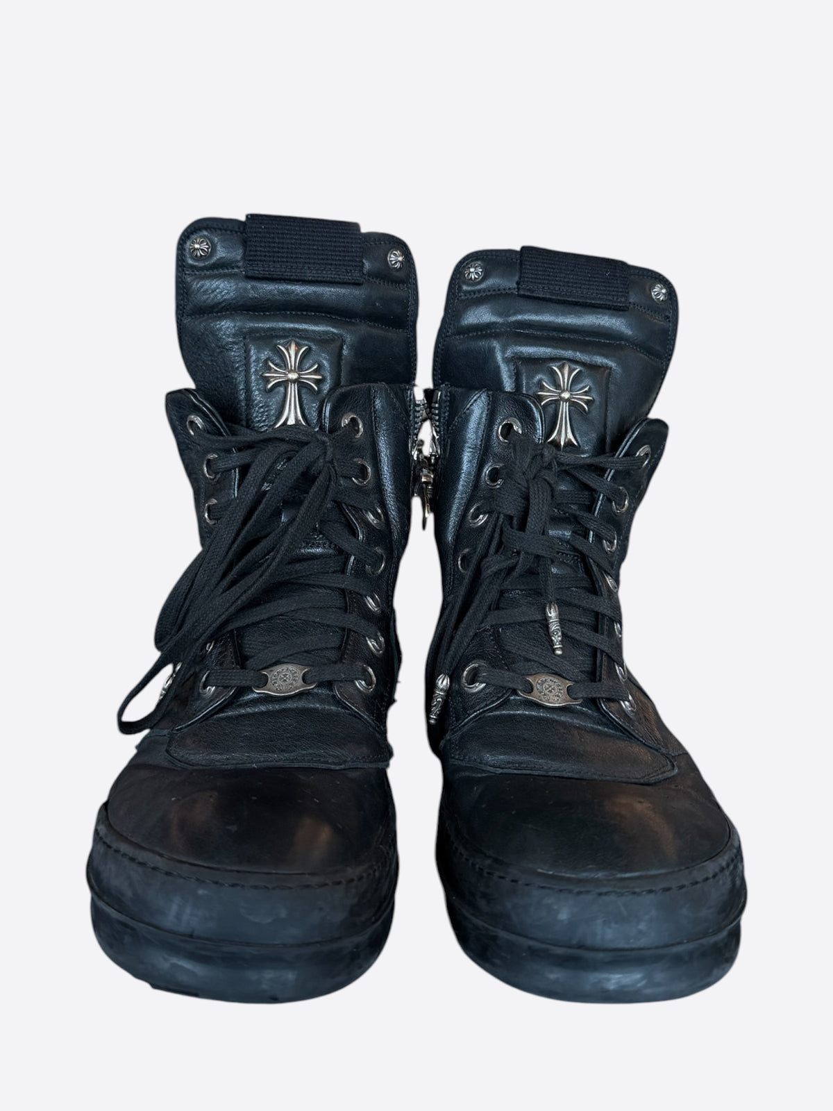 Rick Owens Chrome Hearts Black & Silver Cross Geobaskets