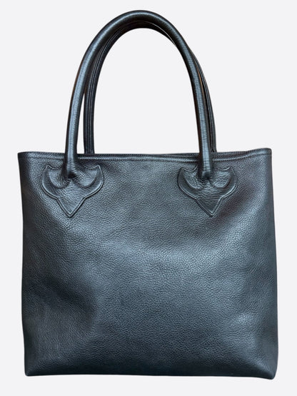 Chrome Hearts Black Leather Cross Patch Tote Bag
