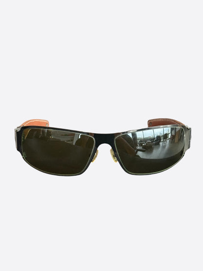 Chrome Hearts Brown & Silver Deviant Sunglasses