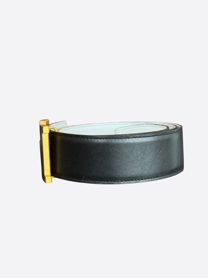 Hermes Black & White Gold Reversible H Belt