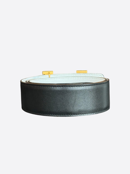 Hermes Black & White Gold Reversible H Belt