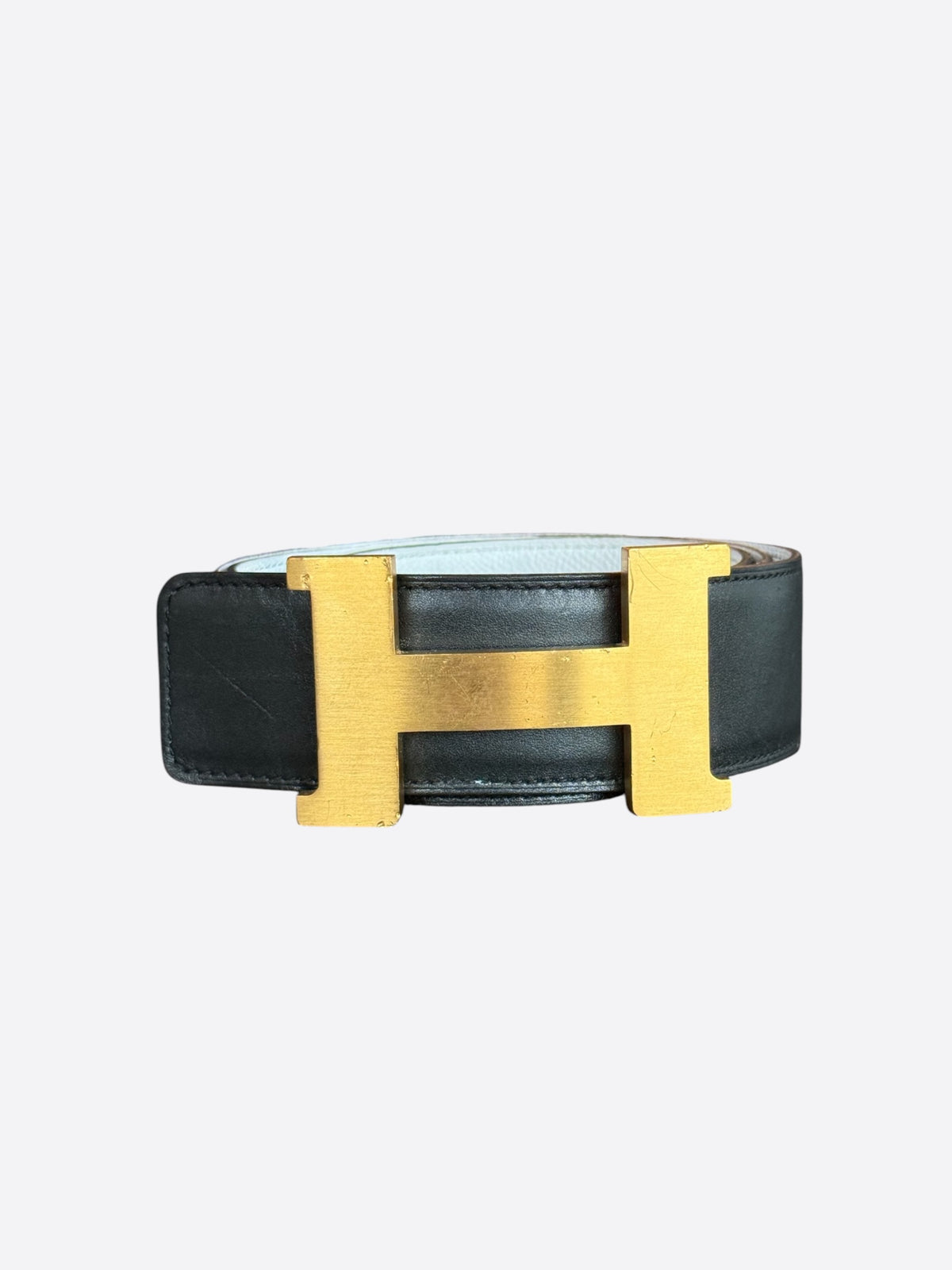 Hermes Black & White Gold Reversible H Belt
