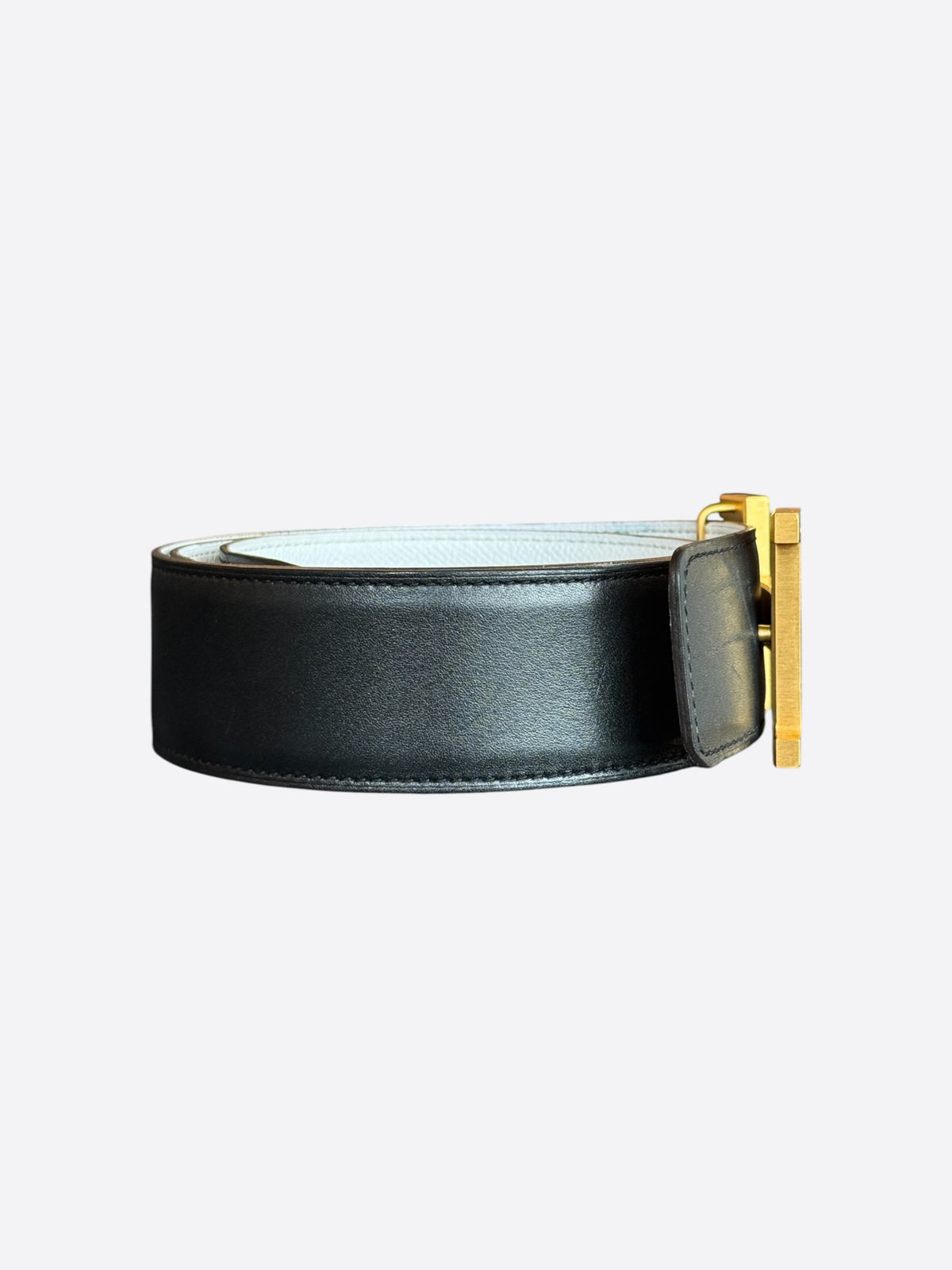 Hermes Black & White Gold Reversible H Belt