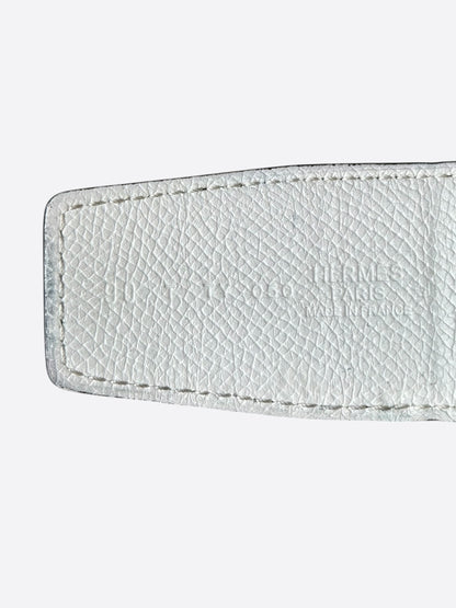 Hermes Black & White Gold Reversible H Belt