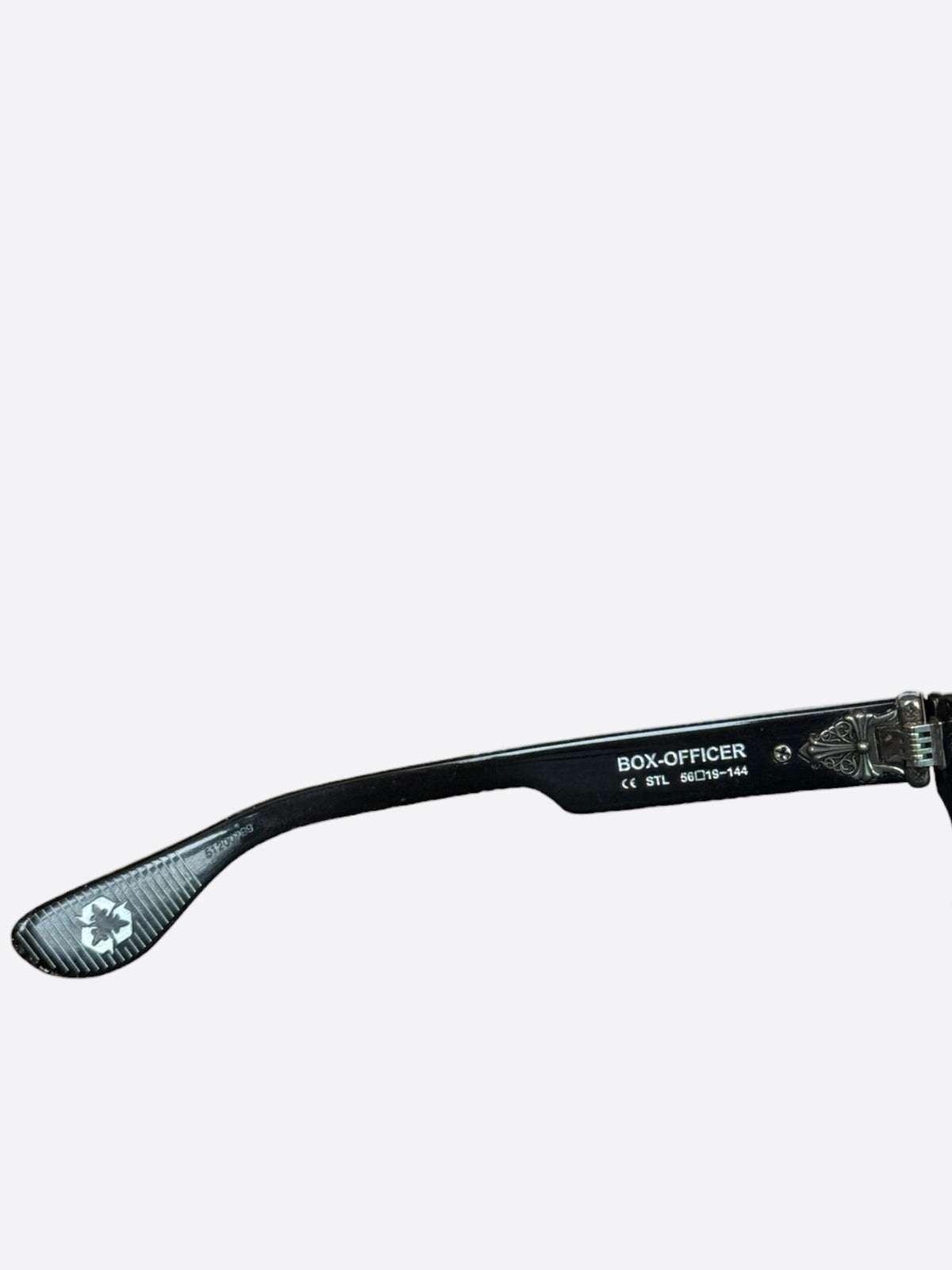 Chrome Hearts Black Glitter & Silver Box-Officer Sunglasses