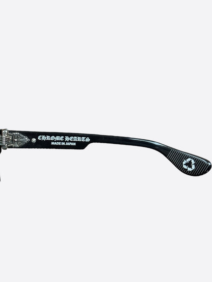 Chrome Hearts Black Glitter & Silver Box-Officer Sunglasses