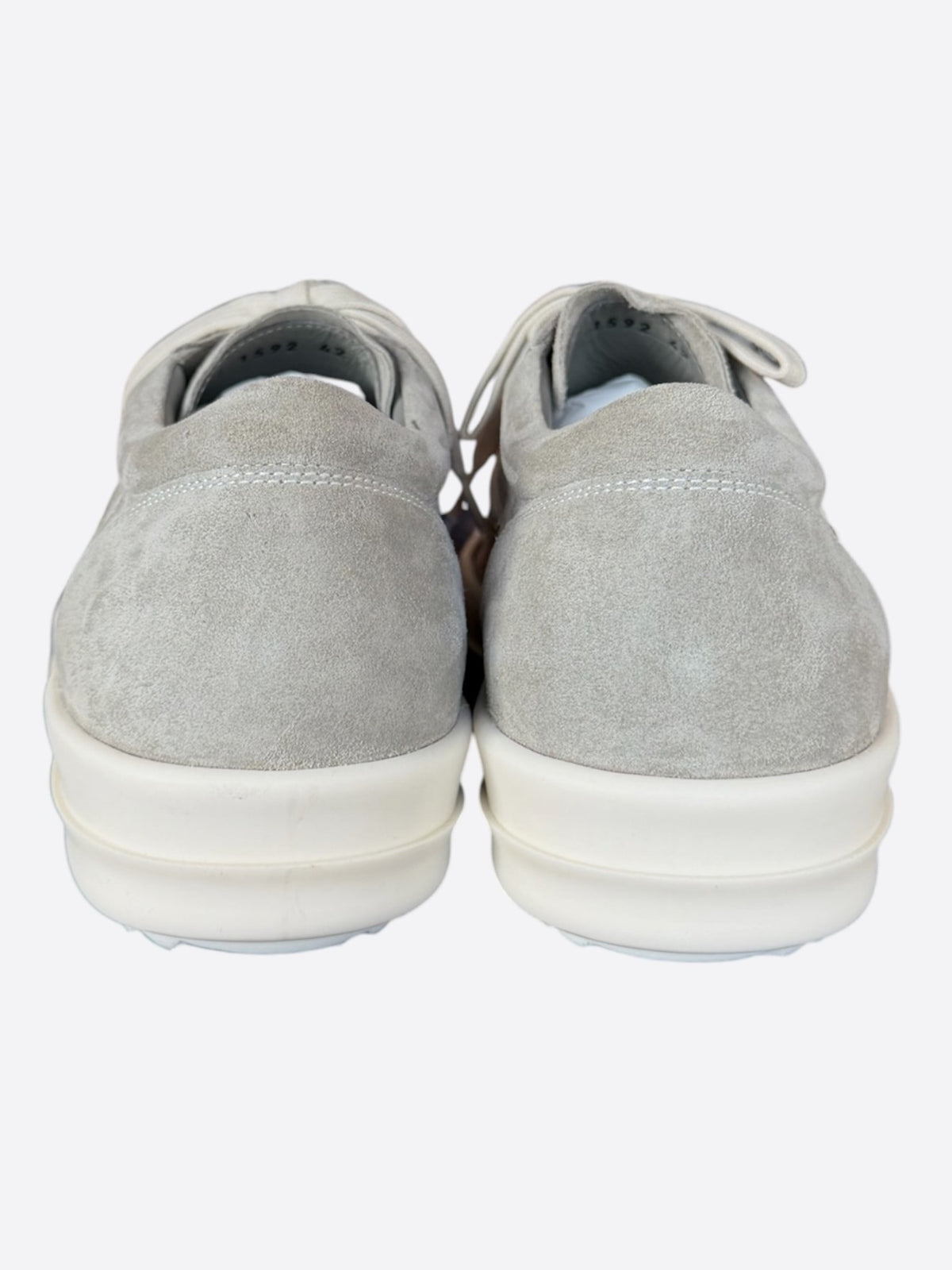 Rick Owens Grey & White Suede Vintage Low Top Sneakers