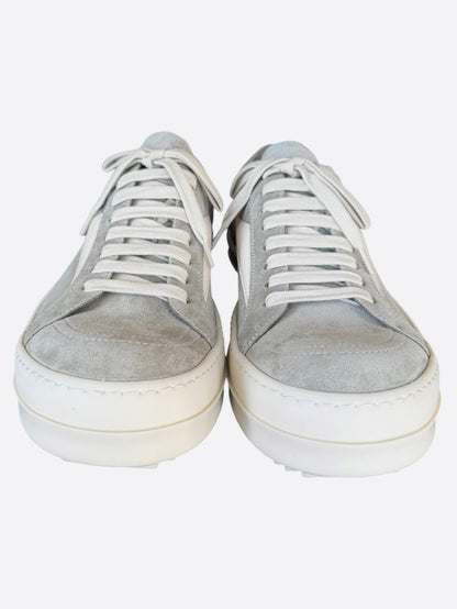 Rick Owens Grey & White Suede Vintage Low Top Sneakers