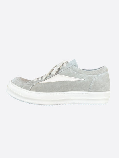 Rick Owens Grey & White Suede Vintage Low Top Sneakers
