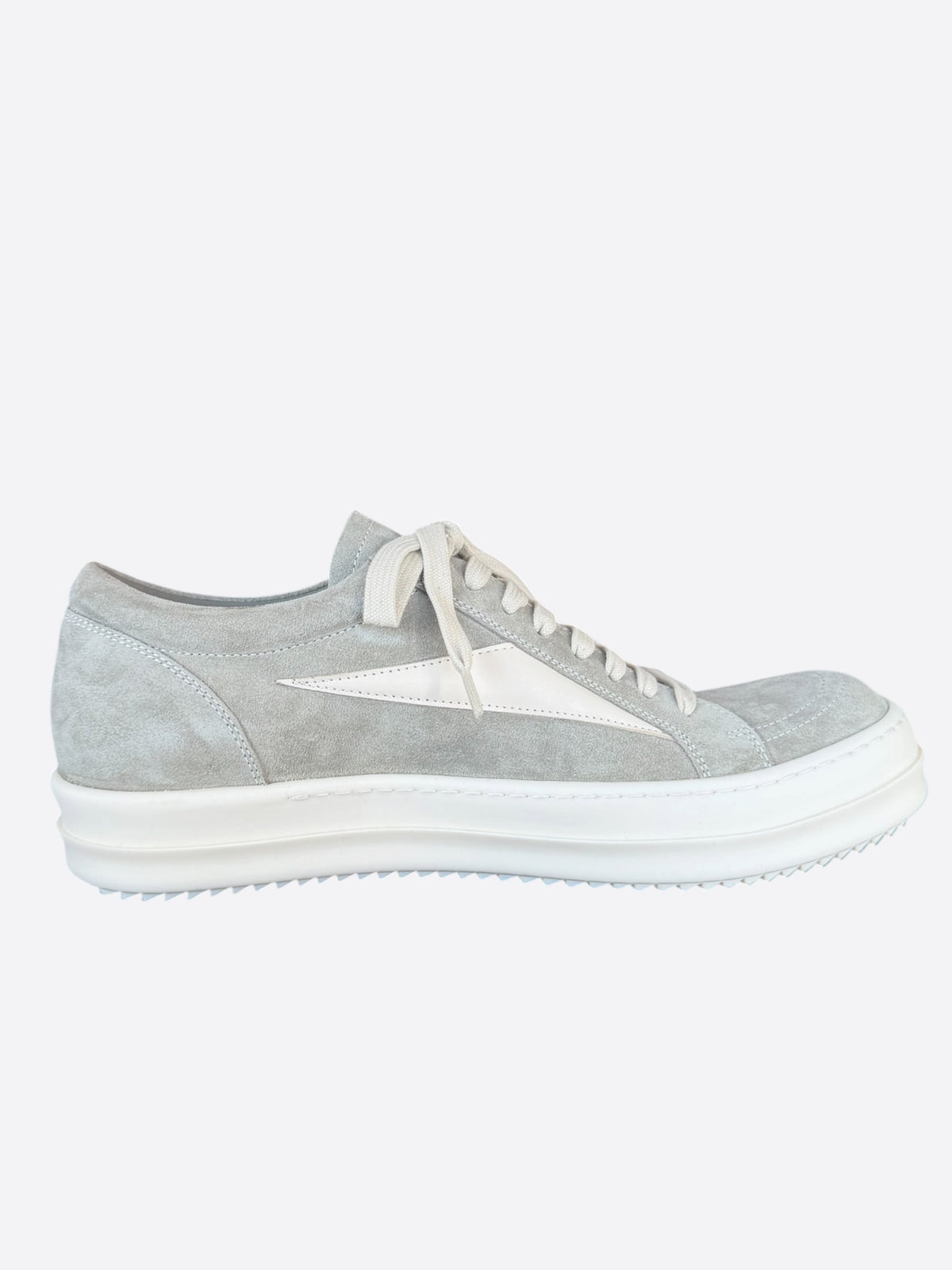 Rick Owens Grey & White Suede Vintage Low Top Sneakers