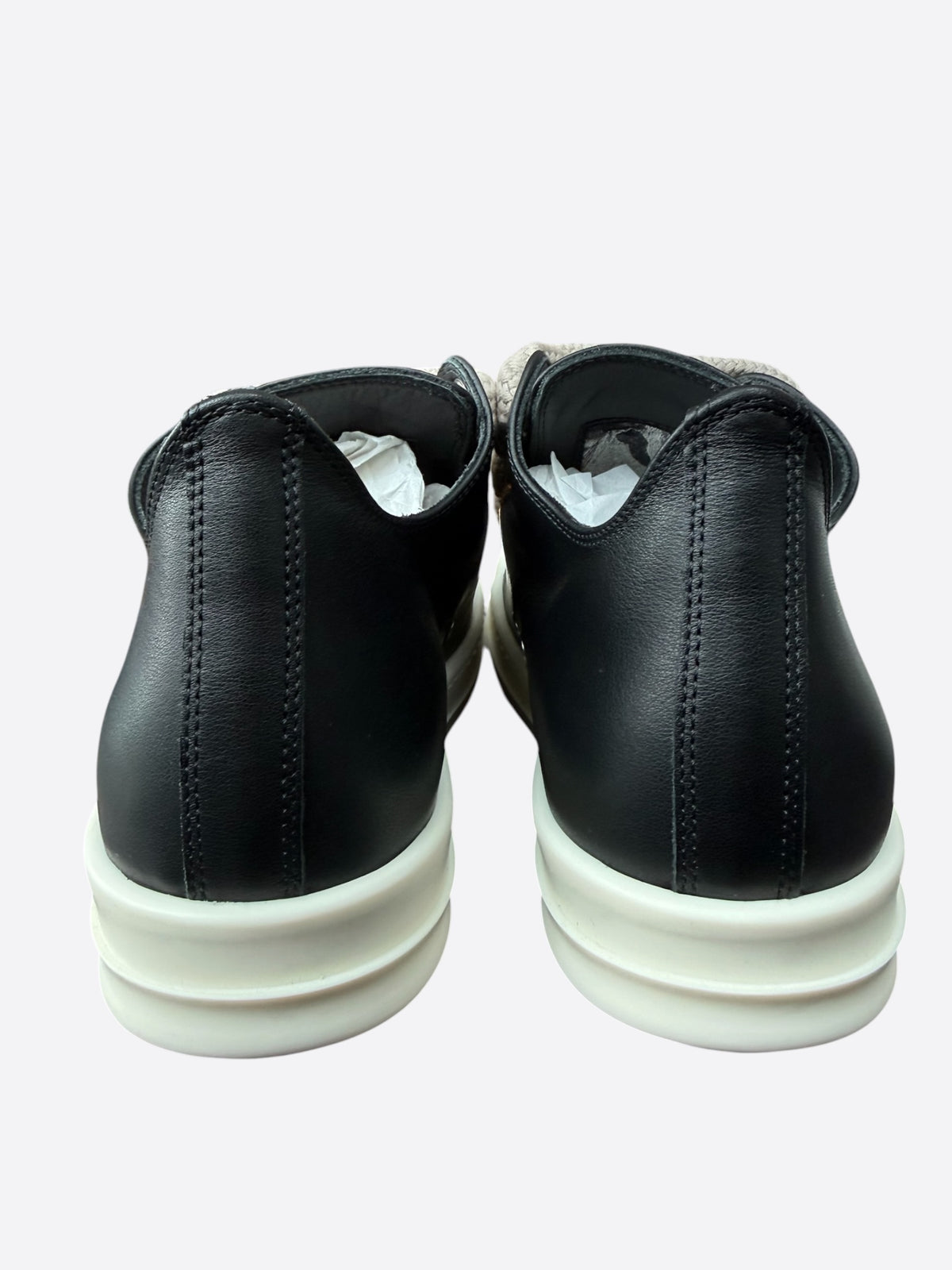 Rick Owens Black Leather Jumbo Lace Women's Low Top Sneakers