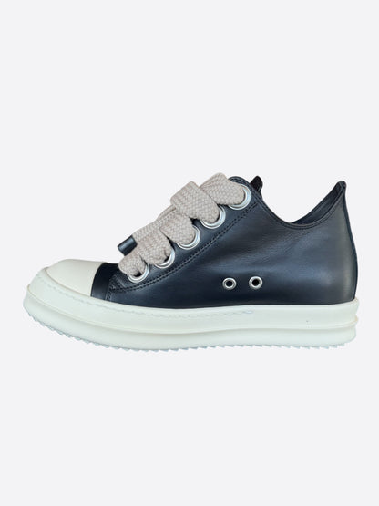 Rick Owens Black Leather Jumbo Lace Women's Low Top Sneakers