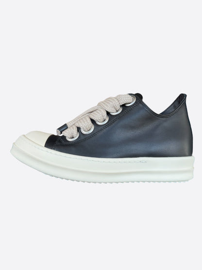 Rick Owens Black Leather Jumbo Lace Women's Low Top Sneakers