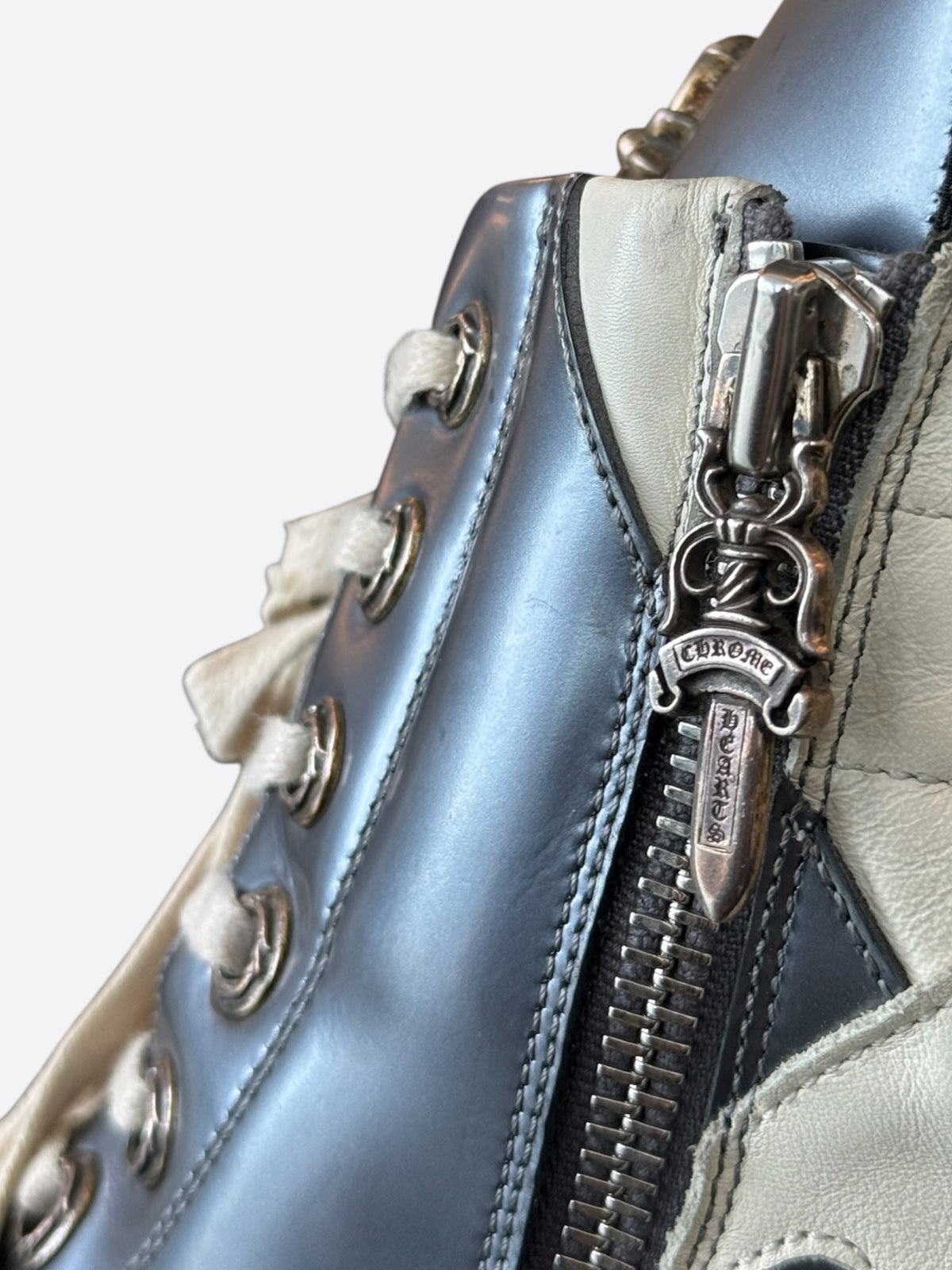 Rick Owens Chrome Hearts Metallic Silver & White Geobaskets