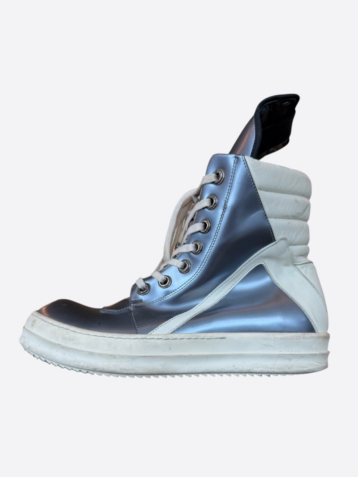 Rick Owens Chrome Hearts Metallic Silver & White Geobaskets