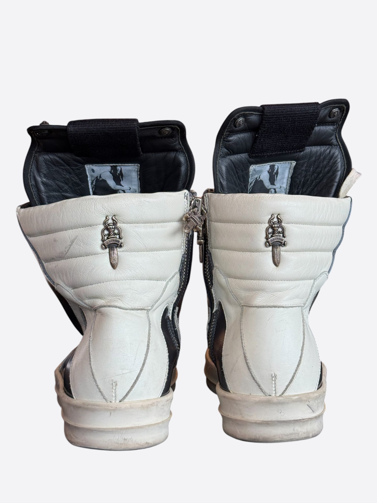 Rick Owens Chrome Hearts Metallic Silver & White Geobaskets