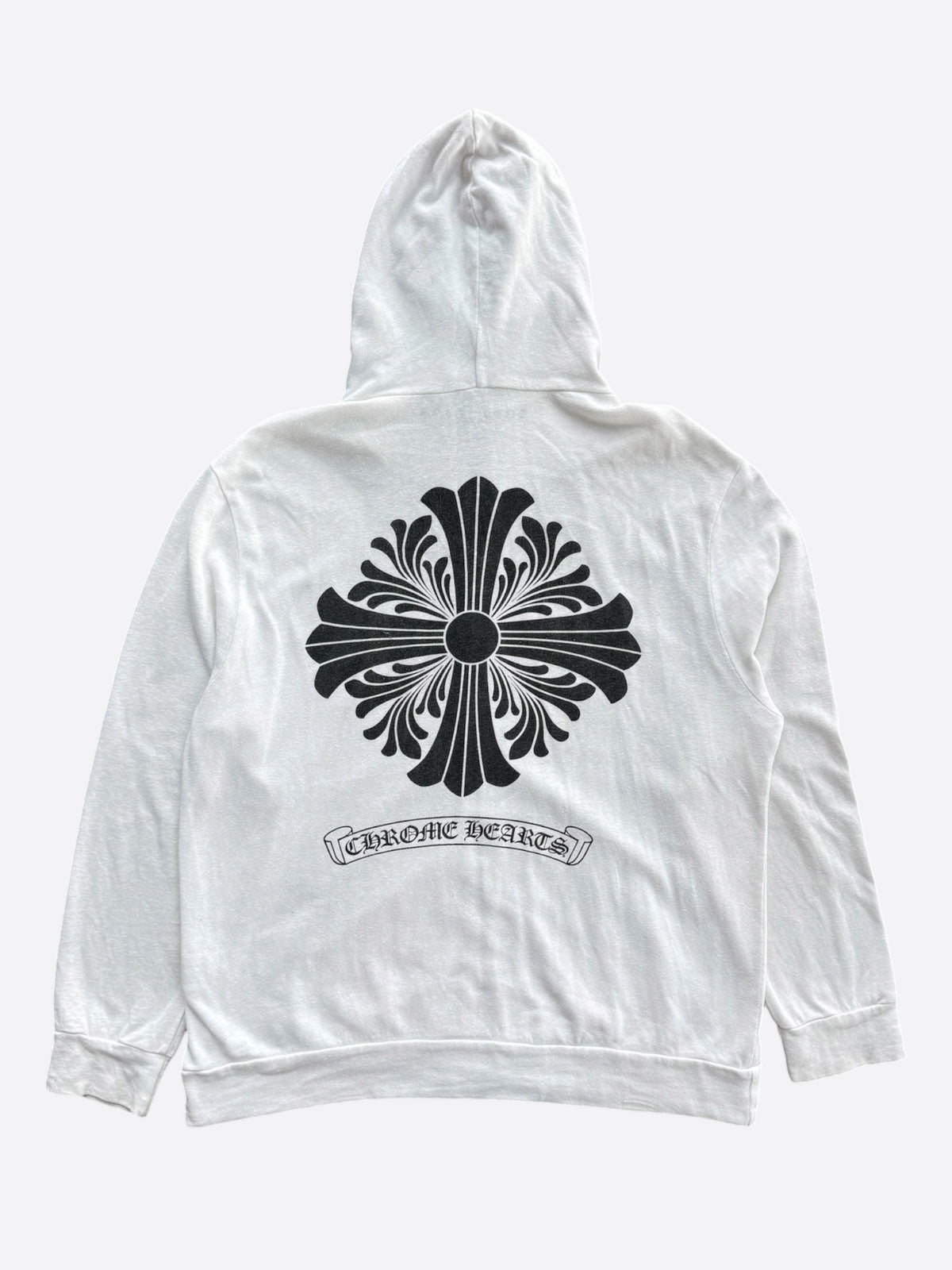 Chrome Hearts White & Black Cross Logo Zip Up Hoodie