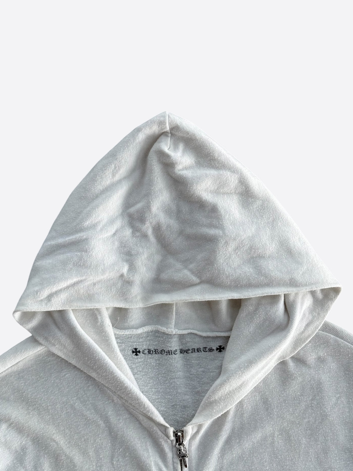 Chrome Hearts White & Black Cross Logo Zip Up Hoodie