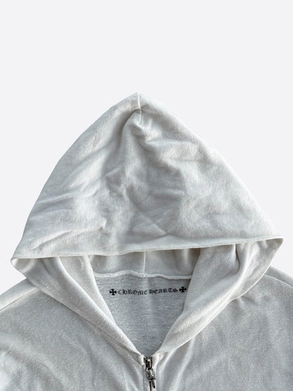 Chrome Hearts White & Black Cross Logo Zip Up Hoodie