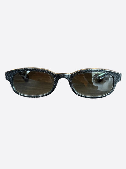 Chrome Hearts Black Glitter & Silver Lowrider Sunglasses