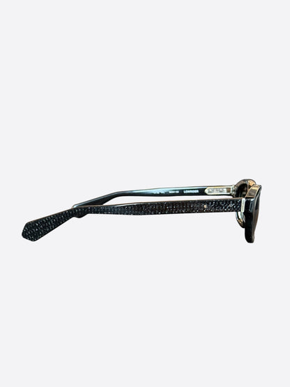 Chrome Hearts Black Glitter & Silver Lowrider Sunglasses