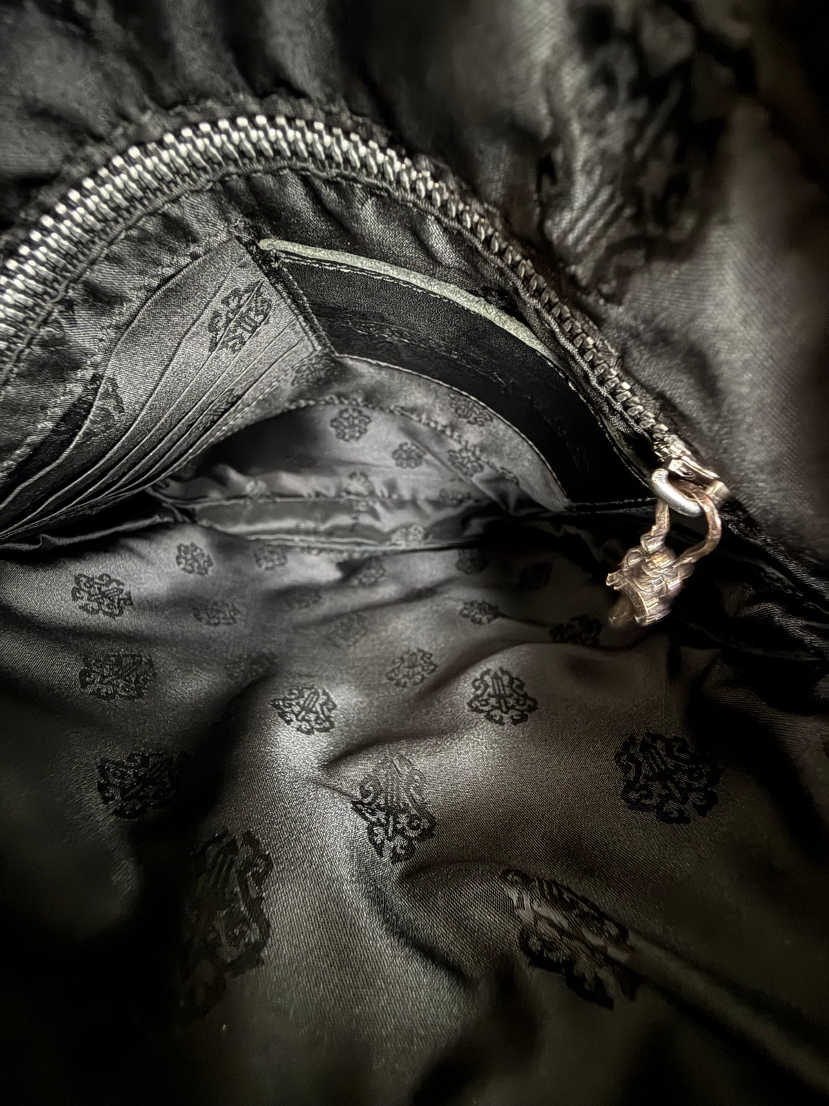 Chrome Hearts Black & Silver F Slinger Messenger Bag