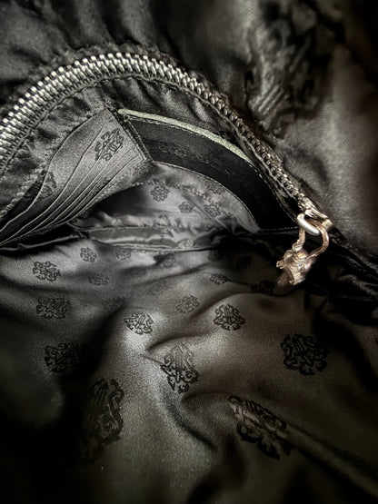 Chrome Hearts Black & Silver F Slinger Messenger Bag