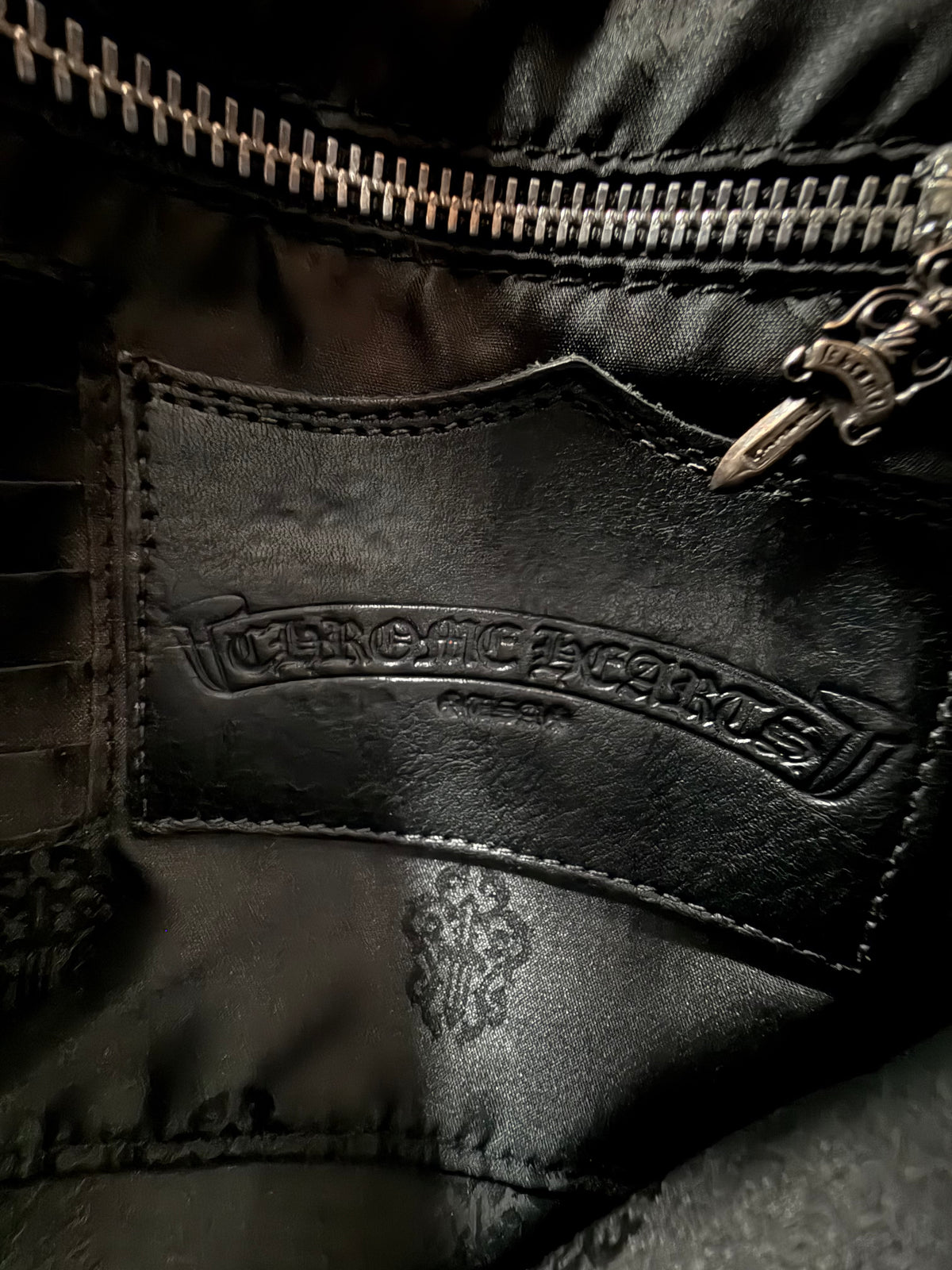Chrome Hearts Black & Silver F Slinger Messenger Bag