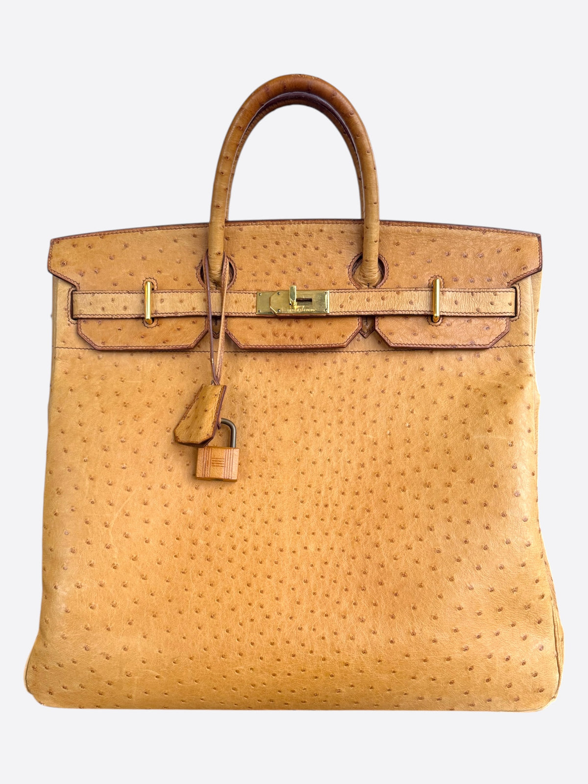 Hermes Brown Ostrich & Gold Hardware HAC Birkin 50