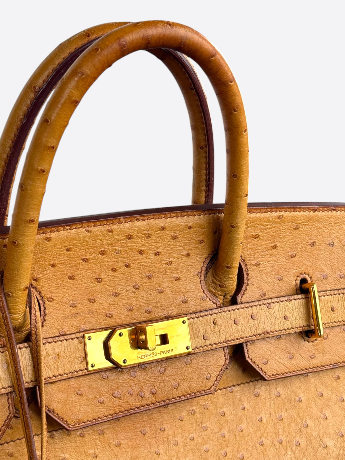 Hermes Brown Ostrich & Gold Hardware HAC Birkin 50
