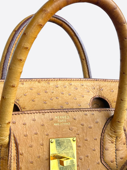 Hermes Brown Ostrich & Gold Hardware HAC Birkin 50