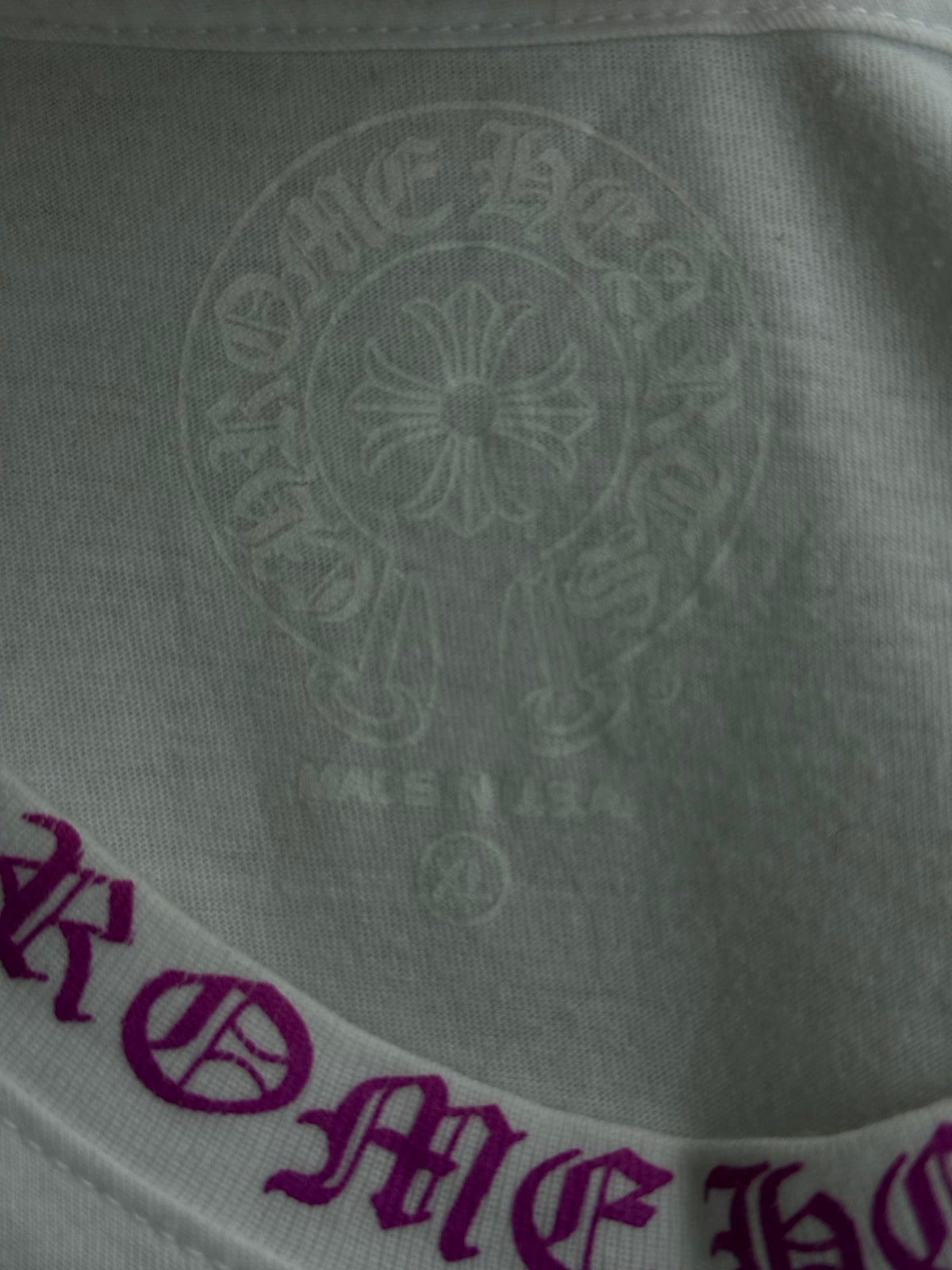 Chrome Hearts White & Purple Neck Logo T-Shirt