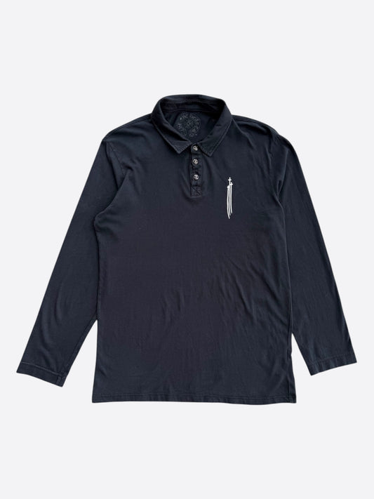 Chrome Hearts Black & White RS3 Longsleeve Polo T-Shirt