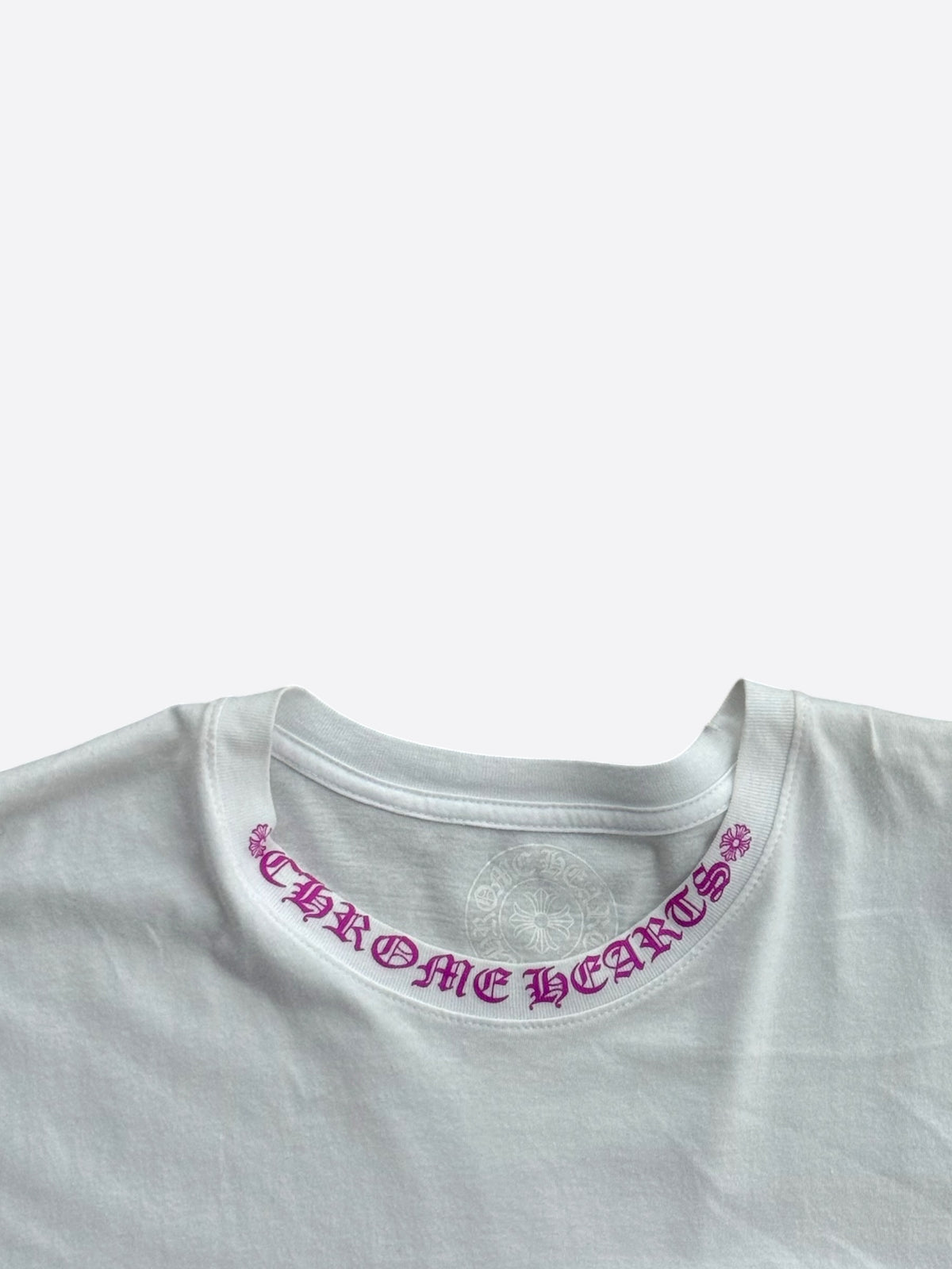 Chrome Hearts White & Purple Neck Logo T-Shirt