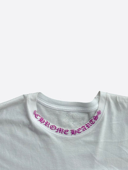 Chrome Hearts White & Purple Neck Logo T-Shirt