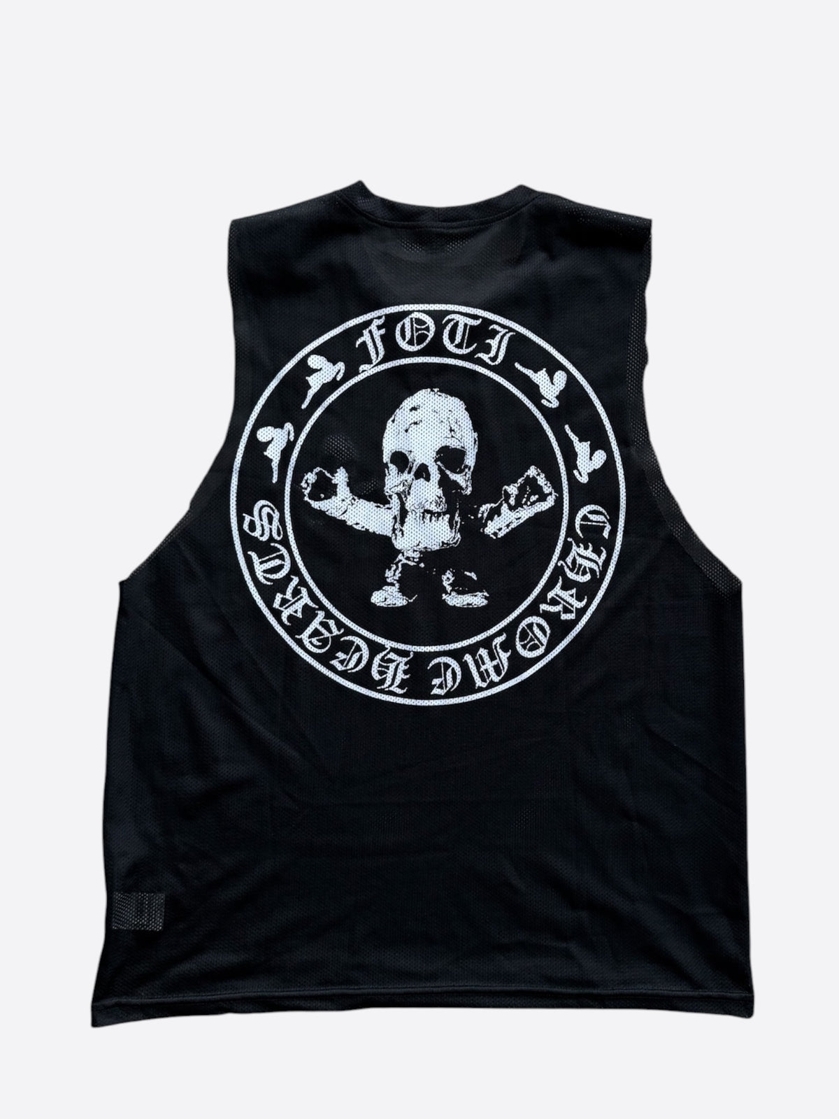 Chrome Hearts Black & White Foti Graphic Mesh Tank Top