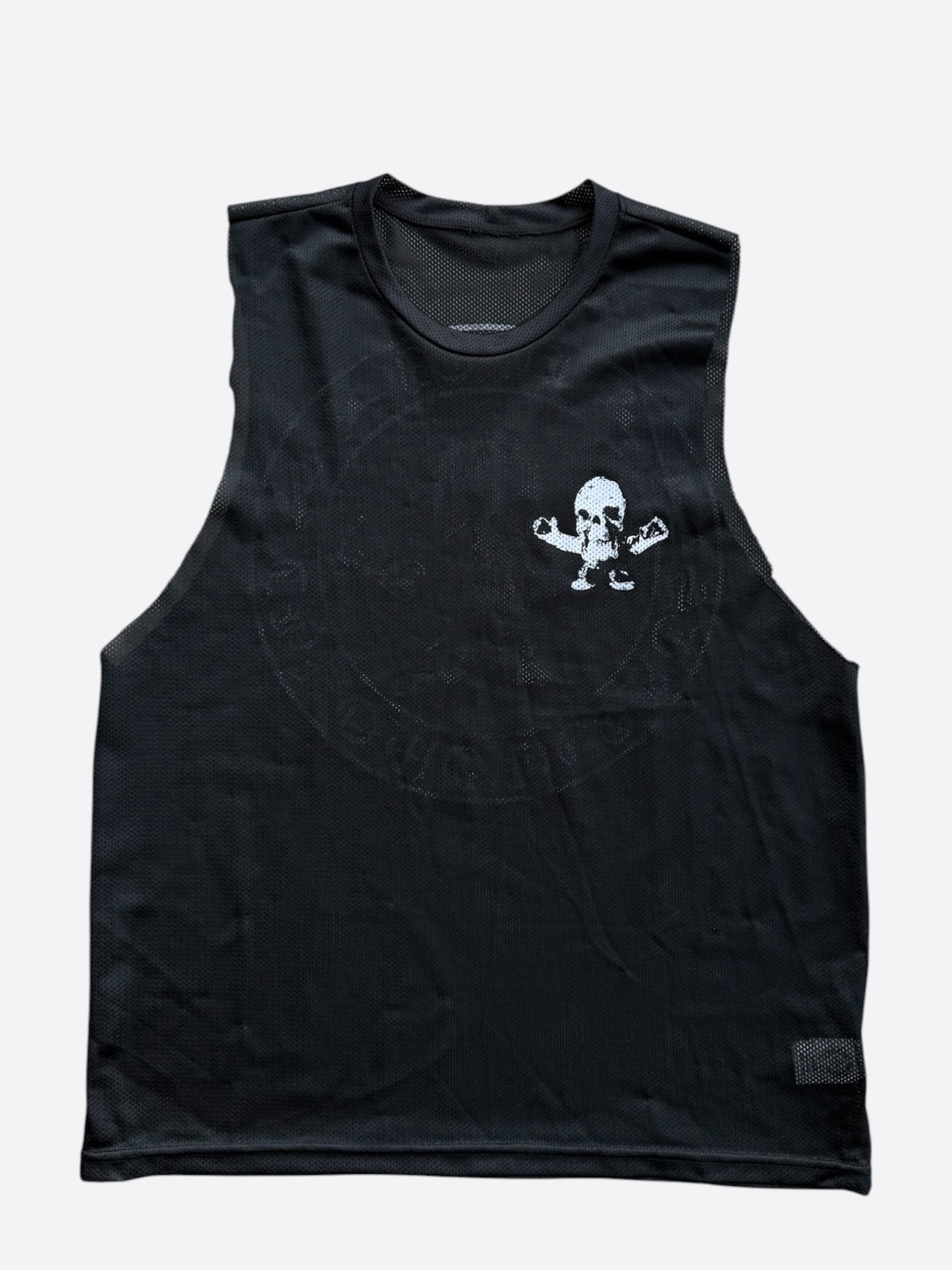 Chrome Hearts Black & White Foti Graphic Mesh Tank Top