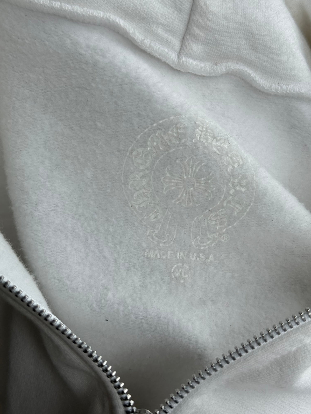 Chrome Hearts White & Black Script Logo Zip Up Hoodie