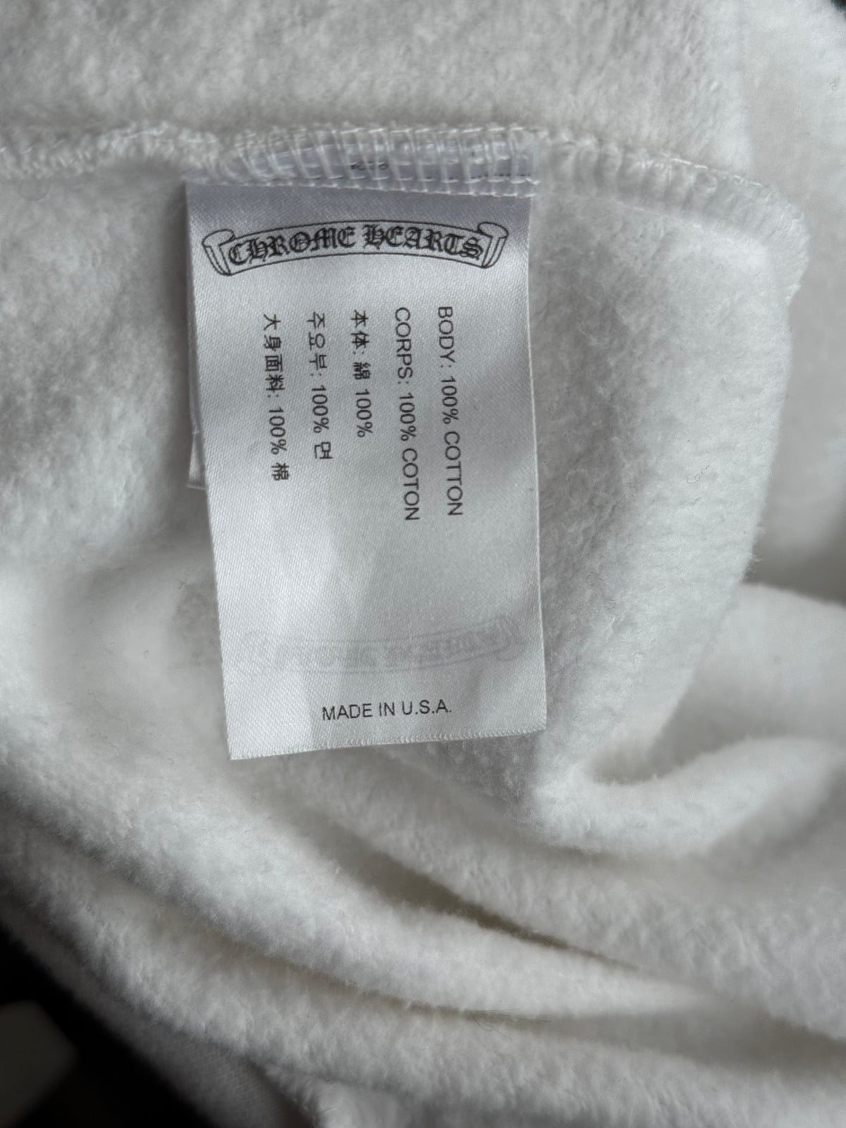 Chrome Hearts White & Black Script Logo Zip Up Hoodie