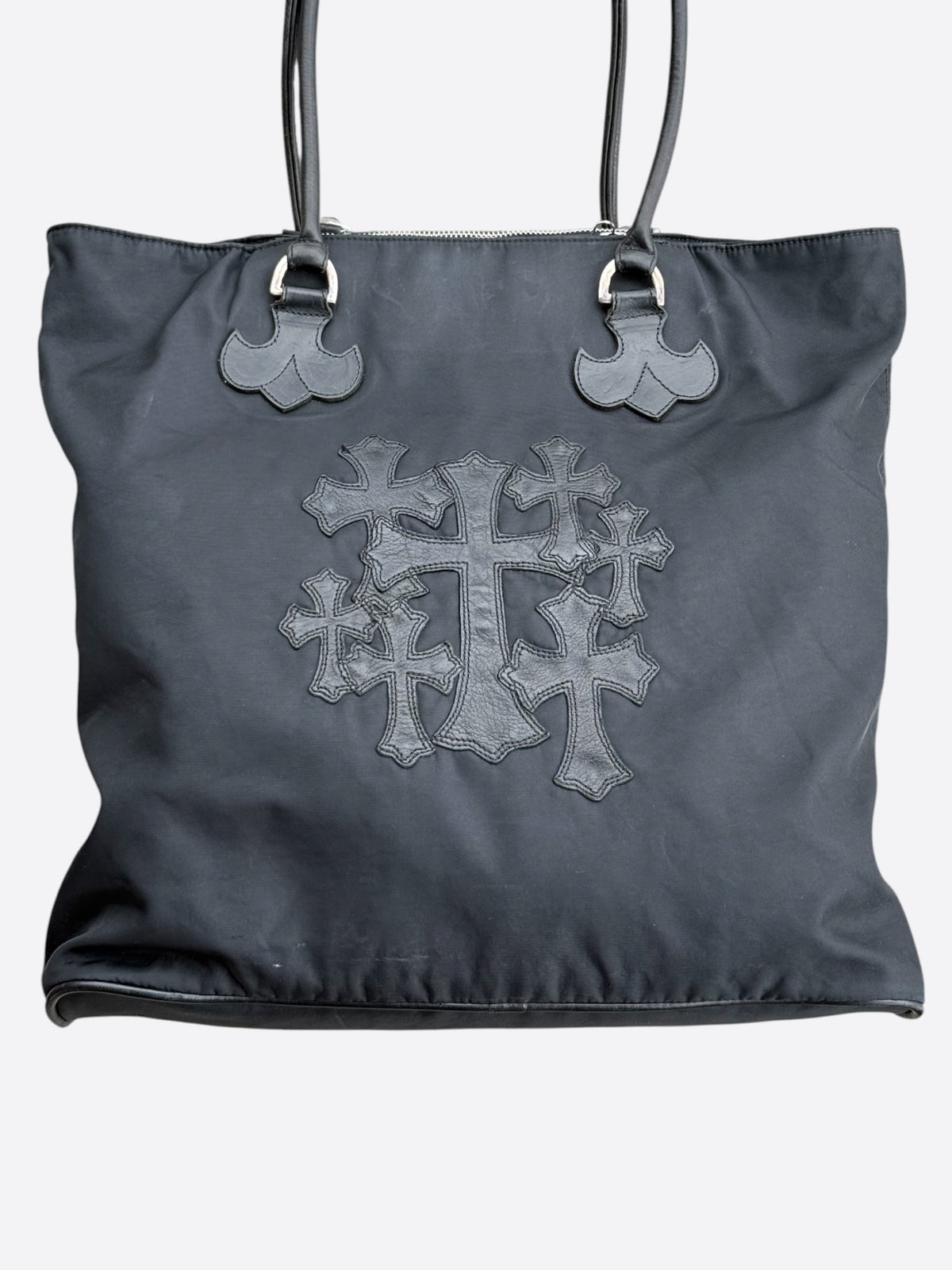 Chrome Hearts Black Cemetery Cross Patch Tote Bag