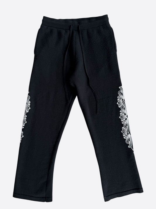 Chrome Hearts Black & White Floral Embroidered Cashmere Sweatpants