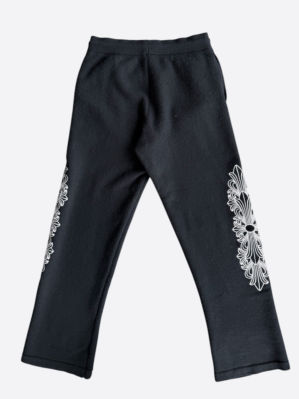 Chrome Hearts Black & White Floral Embroidered Cashmere Sweatpants