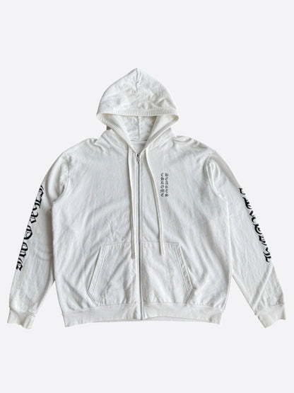 Chrome Hearts White & Black Script Logo Zip Up Hoodie