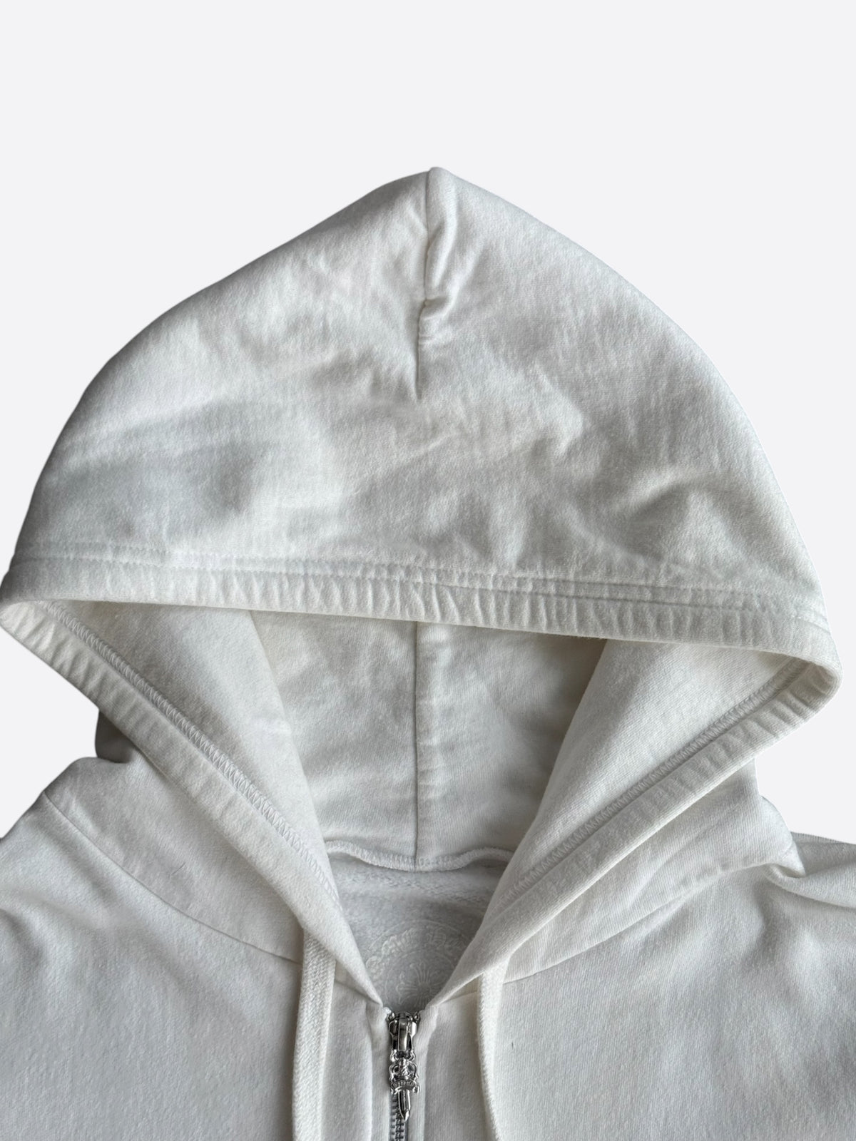 Chrome Hearts White & Black Script Logo Zip Up Hoodie