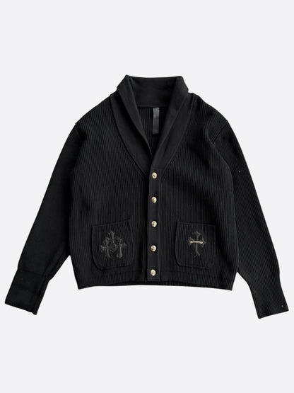 Chrome Hearts Black Triple Cross Patch Cashmere Cardigan