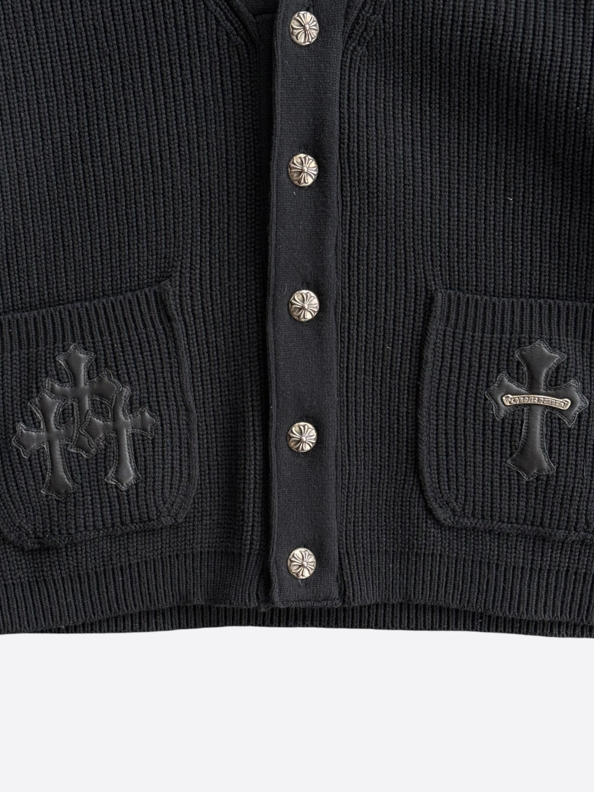 Chrome Hearts Black Triple Cross Patch Cashmere Cardigan