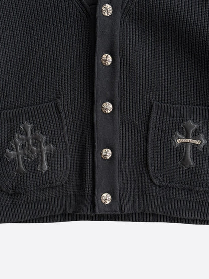 Chrome Hearts Black Triple Cross Patch Cashmere Cardigan