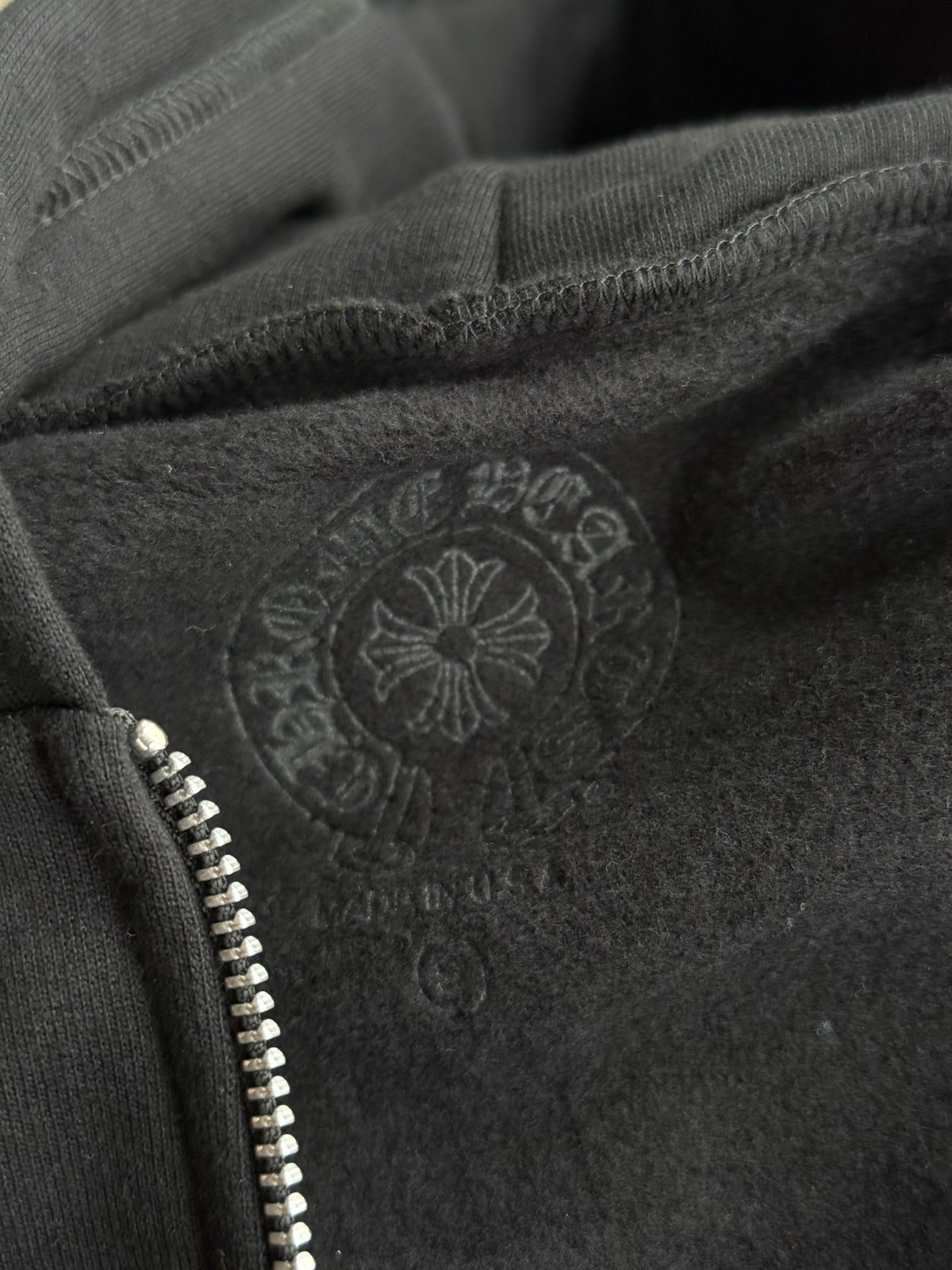 Chrome Hearts Black & White Script Logo Zip Up Hoodie